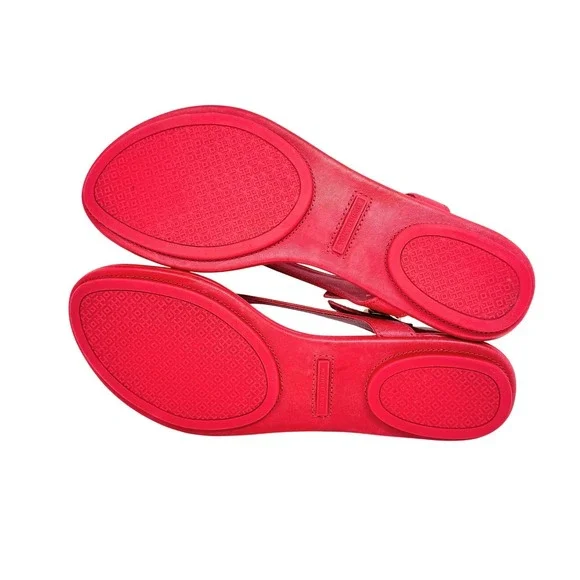 Tory Burch Minnie Travel Thong Sandal Nantucket Red Leather Sz 5.5 - Picture 6 of 8